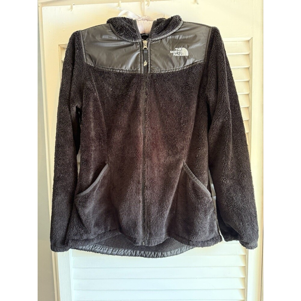 The North Face Fleece Jacket Girls XL 18 Black Hooded Full Zip Suave Oso School